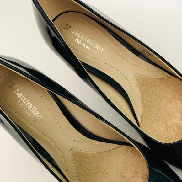 NATURALIZER Black Patent Peep Toe Kitten Heels 7M - Picture 4 of 6